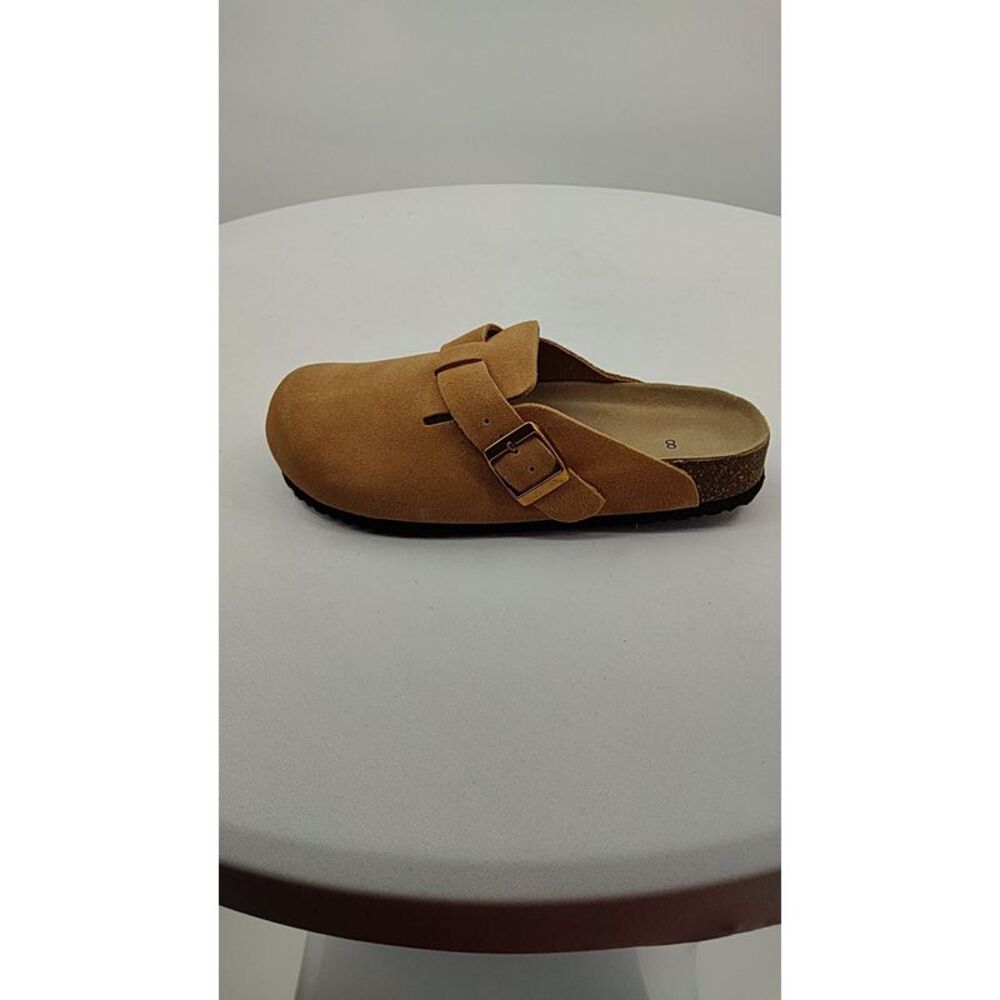 Quince Water Repellent Suede Clog Mule Pecan Shoes 8 - Picture 2 of 3
